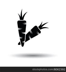 Carrot icon. White background with shadow design. Vector illustration.