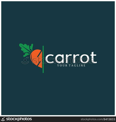 Carrot Illustration Creative Design Carrot Agricultural Product Logo Icon, Carrot Processing,vegan food, Farmers Market,Vector