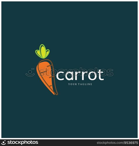 Carrot Illustration Creative Design Carrot Agricultural Product Logo Icon, Carrot Processing,vegan food, Farmers Market,Vector