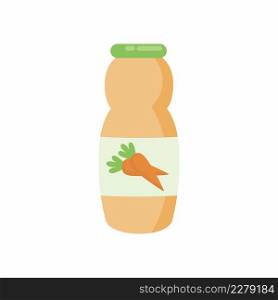 Carrot juice for small children in glass packaging.