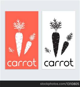 Carrot logo icon sign tamplat. for menu, label, logo. Simple flat silhouette restaurant, vegetarian, nutrition food sign, consept for kitchen and cooking, grocery store. Isolated, Vector. Black and White. Carrot logo icon tamplate. Carrot silhouette in black and white