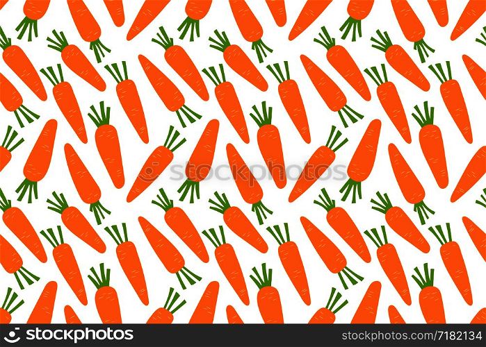 Carrot seamless pattern. Orange vegetable. Hand drawn doodle vector sketch. Healthy food background. Vegetarian product. Vegan menu