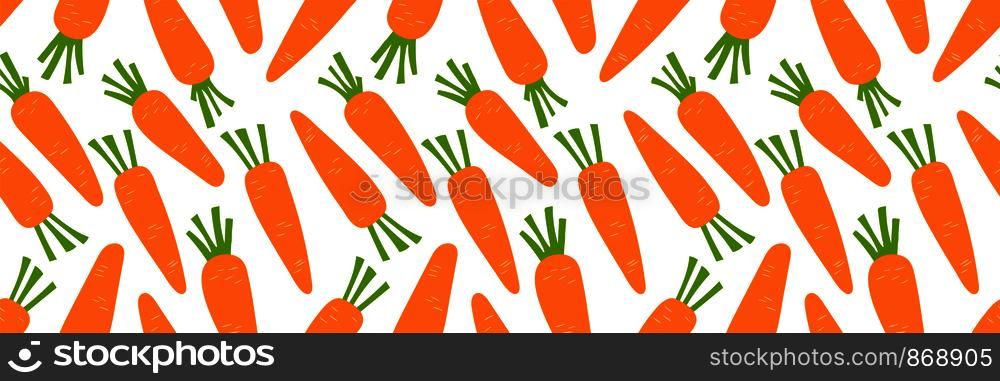 Carrot seamless pattern. Orange vegetable. Hand drawn doodle vector sketch. Healthy food. Vegetarian product. Vegan menu