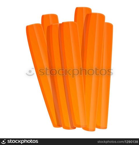 Carrot sliced sticks icon. Cartoon of carrot sliced sticks vector icon for web design isolated on white background. Carrot sliced sticks icon, cartoon style