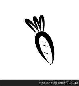 Carrot vegetable in linear hand drawn doodle style. Carrot in linear hand drawn doodle style