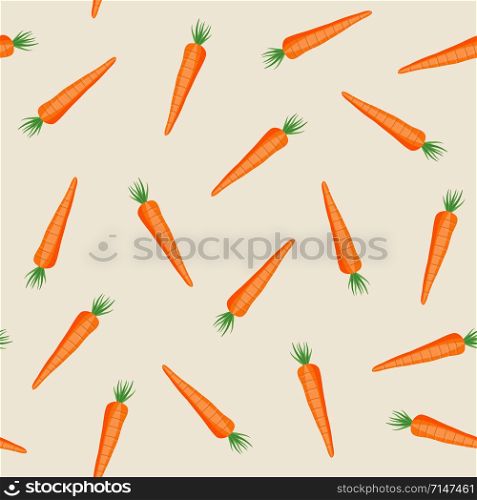 Carrot vegetables seamless pattern on orange background, Healthy ingredients food, vector illustration
