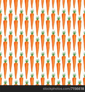 Carrot vegetables seamless pattern on white background, Healthy ingredients food, vector illustration