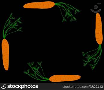 Carrots as vegetable frame with black background