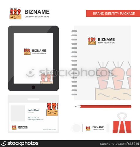 Carrots farm Business Logo, Tab App, Diary PVC Employee Card and USB Brand Stationary Package Design Vector Template