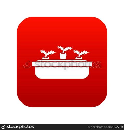 Carrots in a wooden pot icon digital red for any design isolated on white vector illustration. Carrots in a wooden pot icon digital red