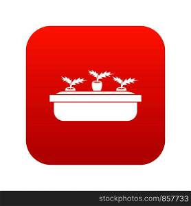 Carrots in a wooden pot icon digital red for any design isolated on white vector illustration. Carrots in a wooden pot icon digital red