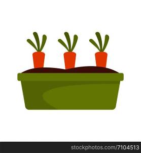 Carrots in garden icon. Flat illustration of carrots in garden vector icon for web design. Carrots in garden icon, flat style
