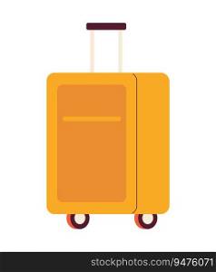 Carry on suitcase on wheels semi flat colour vector object. Spacious suitcase. Editable cartoon clip art icon on white background. Simple spot illustration for web graphic design. Carry on suitcase on wheels semi flat colour vector object
