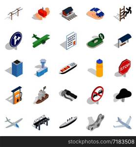Carry over icons set. Isometric set of 25 carry over vector icons for web isolated on white background. Carry over icons set, isometric style