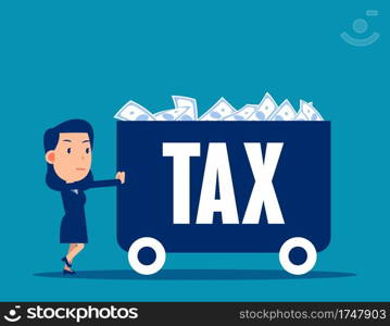 Carrying money with tax. Financial and Economy concept, Cute flat cartoon vector illustration