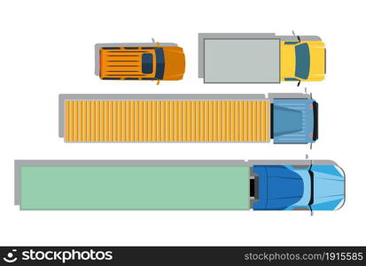 Cars and trucks top view flat icons. Vector illustration in flat style. trucks top view flat icons.