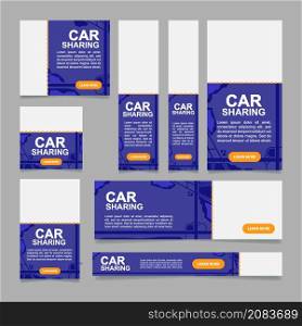 Carsharing marketplace web banner design template. Electric cars. Vector flyer with text space. Advertising placard with customized copyspace. Printable poster for advertising. Arial font used. Carsharing marketplace web banner design template