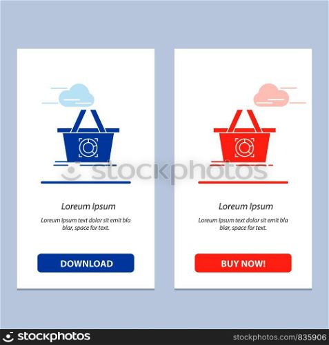 Cart, Add To Cart, Basket, Shopping Blue and Red Download and Buy Now web Widget Card Template