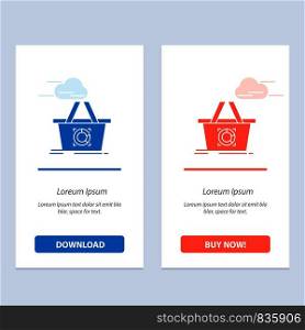 Cart, Add To Cart, Basket, Shopping Blue and Red Download and Buy Now web Widget Card Template