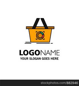 Cart, Add To Cart, Basket, Shopping Business Logo Template. Flat Color