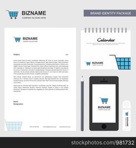 Cart Business Letterhead, Calendar 2019 and Mobile app design vector template