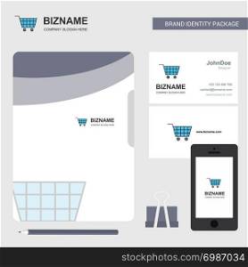Cart Business Logo, File Cover Visiting Card and Mobile App Design. Vector Illustration