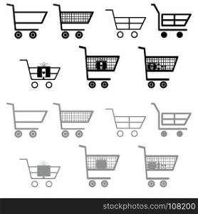 Cart for shopping black and grey color Flat style