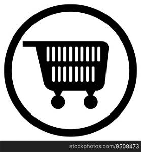 Cart for supermarket icon black white. Consumer shopping cart, pushcart icon. Vector illustration. Cart for supermarket icon black white