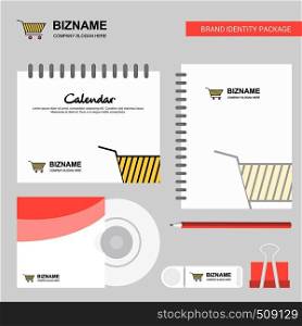 Cart Logo, Calendar Template, CD Cover, Diary and USB Brand Stationary Package Design Vector Template