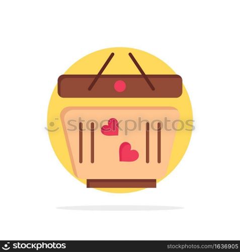 Cart, Love, Heart, Wedding Abstract Circle Background Flat color Icon
