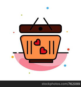 Cart, Love, Heart, Wedding Abstract Flat Color Icon Template