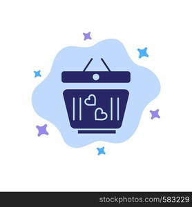 Cart, Love, Heart, Wedding Blue Icon on Abstract Cloud Background