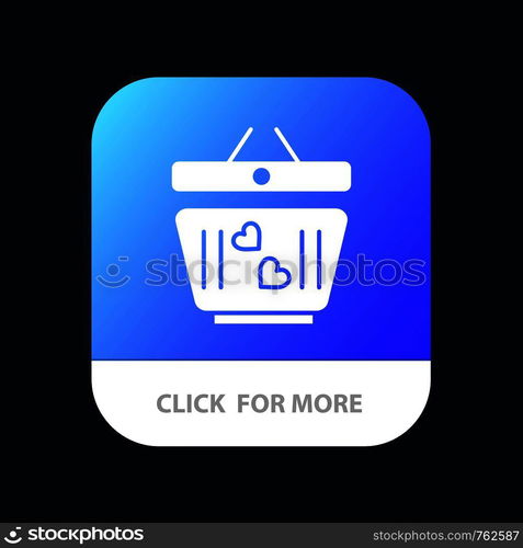 Cart, Love, Heart, Wedding Mobile App Button. Android and IOS Glyph Version