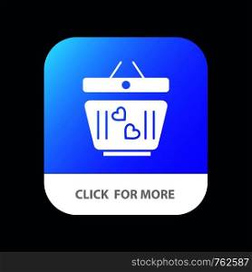 Cart, Love, Heart, Wedding Mobile App Button. Android and IOS Glyph Version
