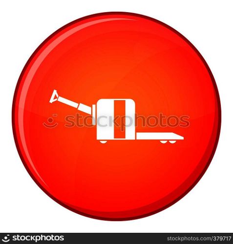 Cart on wheels icon in red circle isolated on white background vector illustration. Cart on wheels icon, flat style