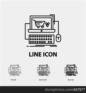 Cart, online, shop, store, game Icon in Thin, Regular and Bold Line Style. Vector illustration. Vector EPS10 Abstract Template background