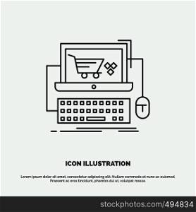 Cart, online, shop, store, game Icon. Line vector gray symbol for UI and UX, website or mobile application. Vector EPS10 Abstract Template background