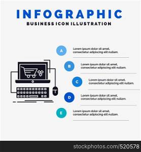 Cart, online, shop, store, game Infographics Template for Website and Presentation. GLyph Gray icon with Blue infographic style vector illustration.. Vector EPS10 Abstract Template background