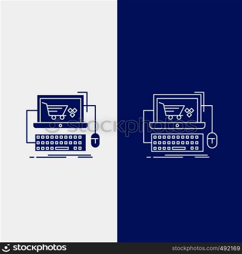 Cart, online, shop, store, game Line and Glyph web Button in Blue color Vertical Banner for UI and UX, website or mobile application. Vector EPS10 Abstract Template background