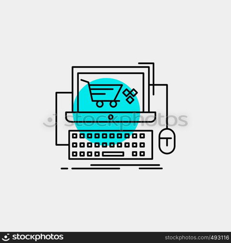 Cart, online, shop, store, game Line Icon. Vector EPS10 Abstract Template background