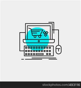Cart, online, shop, store, game Line Icon. Vector EPS10 Abstract Template background
