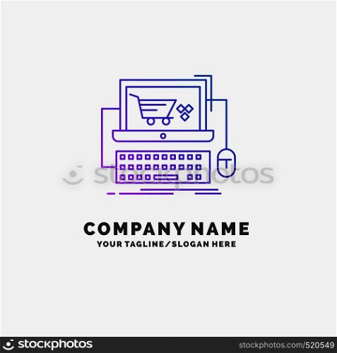 Cart, online, shop, store, game Purple Business Logo Template. Place for Tagline. Vector EPS10 Abstract Template background