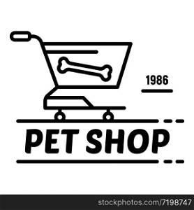 Cart pet shop logo. Outline cart pet shop vector logo for web design isolated on white background. Cart pet shop logo, outline style