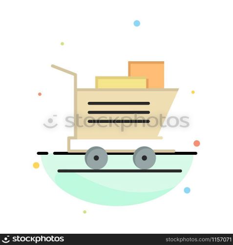 Cart, Shopping, Basket Abstract Flat Color Icon Template