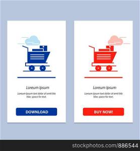 Cart, Shopping, Basket Blue and Red Download and Buy Now web Widget Card Template