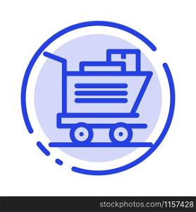 Cart, Shopping, Basket Blue Dotted Line Line Icon