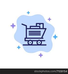 Cart, Shopping, Basket Blue Icon on Abstract Cloud Background