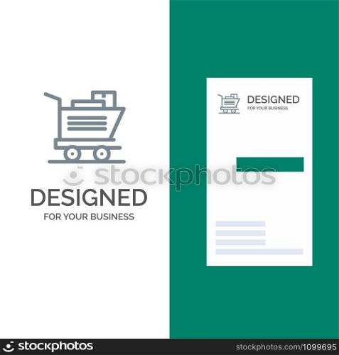 Cart, Shopping, Basket Grey Logo Design and Business Card Template