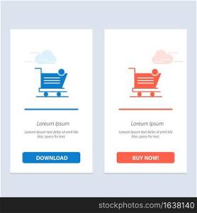 Cart, Shopping, Shipping, Item, Store  Blue and Red Download and Buy Now web Widget Card Template