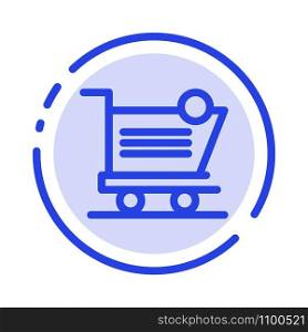Cart, Shopping, Shipping, Item, Store Blue Dotted Line Line Icon